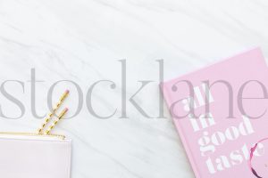 Horizontal stock photo of feminine desktop