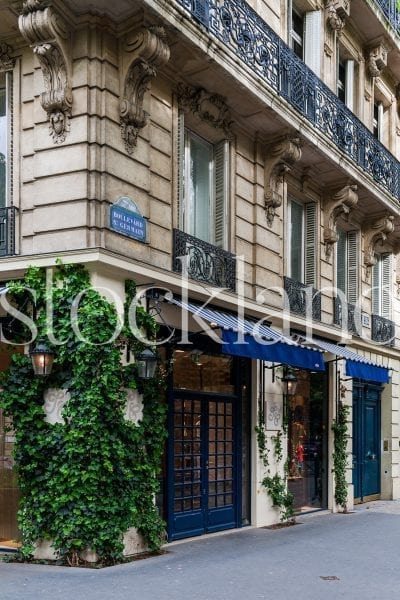 Vertical Stock photo of European streets and storefront