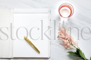 Horizontal stock photo of feminine desktop