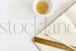 Horizontal stock photo of feminine desktop