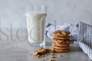 Horizontal stock photo of milk and cookies