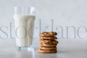Horizontal stock photo of milk and cookies