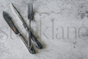 Horizontal stock photo of vintage cutlery