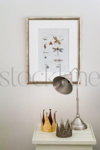 Vertical stoke photo of decorated nightstand
