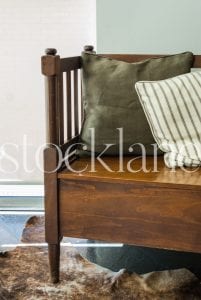 Vertical stock photo of antique bench