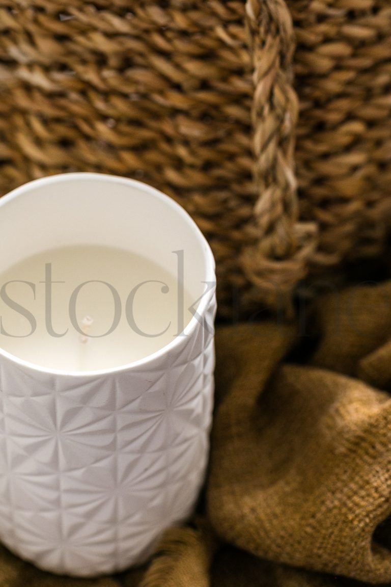 Vertical Stock photo of candle and basket