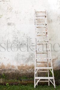 Vertical stock photo of a vintage ladder