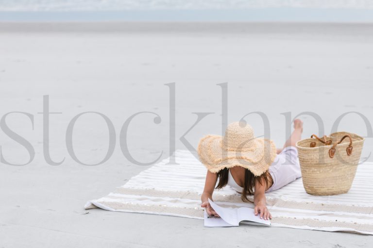 Horizontal stock photo of woman at the beach