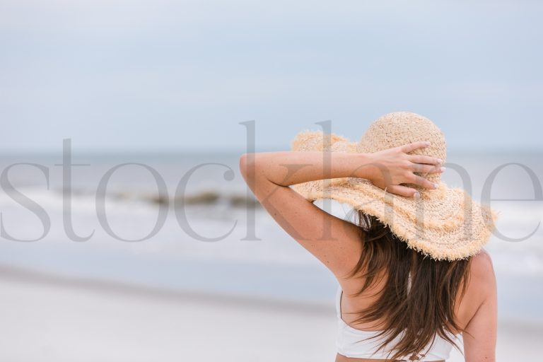 Horizontal stock photo of woman at the beach