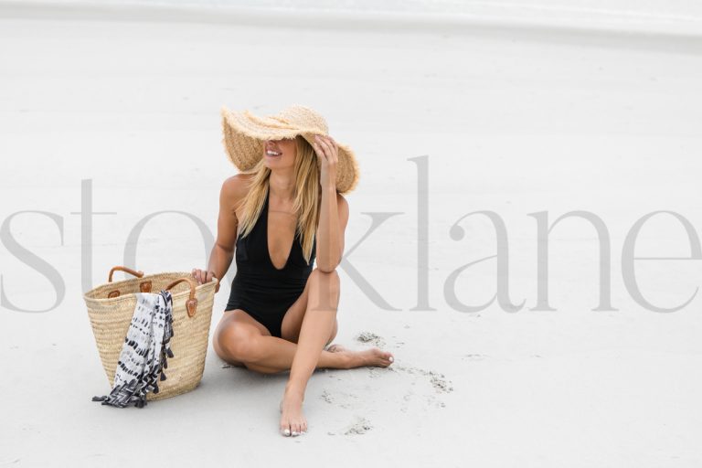 Horizontal stock photo of women on the beach