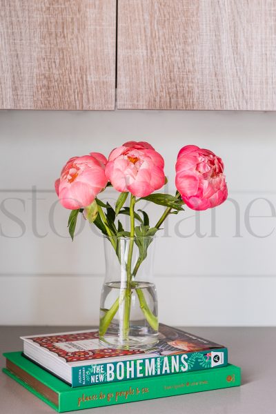 Vertical Stock photo of Peonies and vase