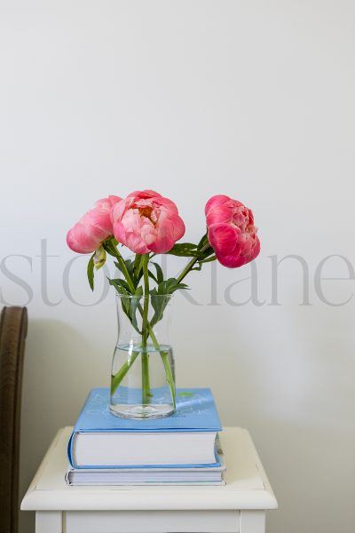 Vertical Stock photo of Peonies and vase