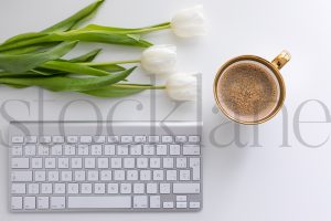 Horizontal stock photo of feminine desktop