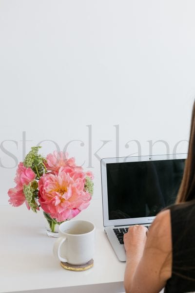 Vertical Stock photo with woman and computer