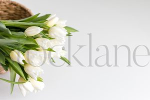 Horizontal stock photo of flowers in basket