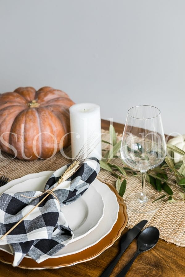 Vertical stock photo of Thanksgiving table setting