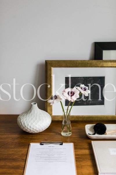 Vertical stock photo of desk