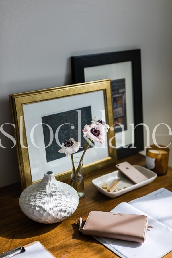 Vertical stock photo of desk