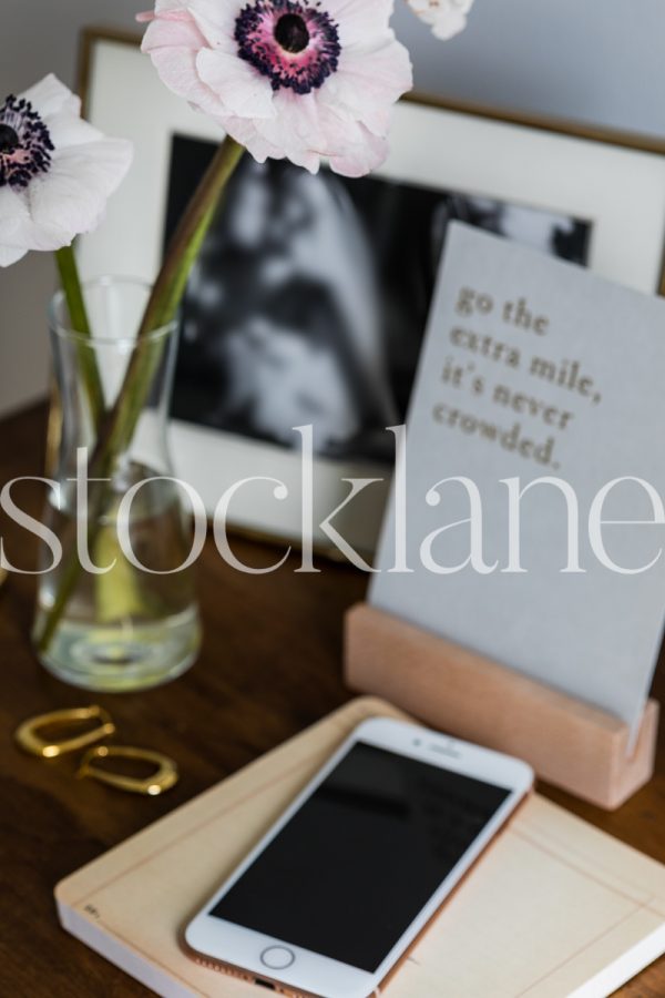 Vertical stock photo of desk