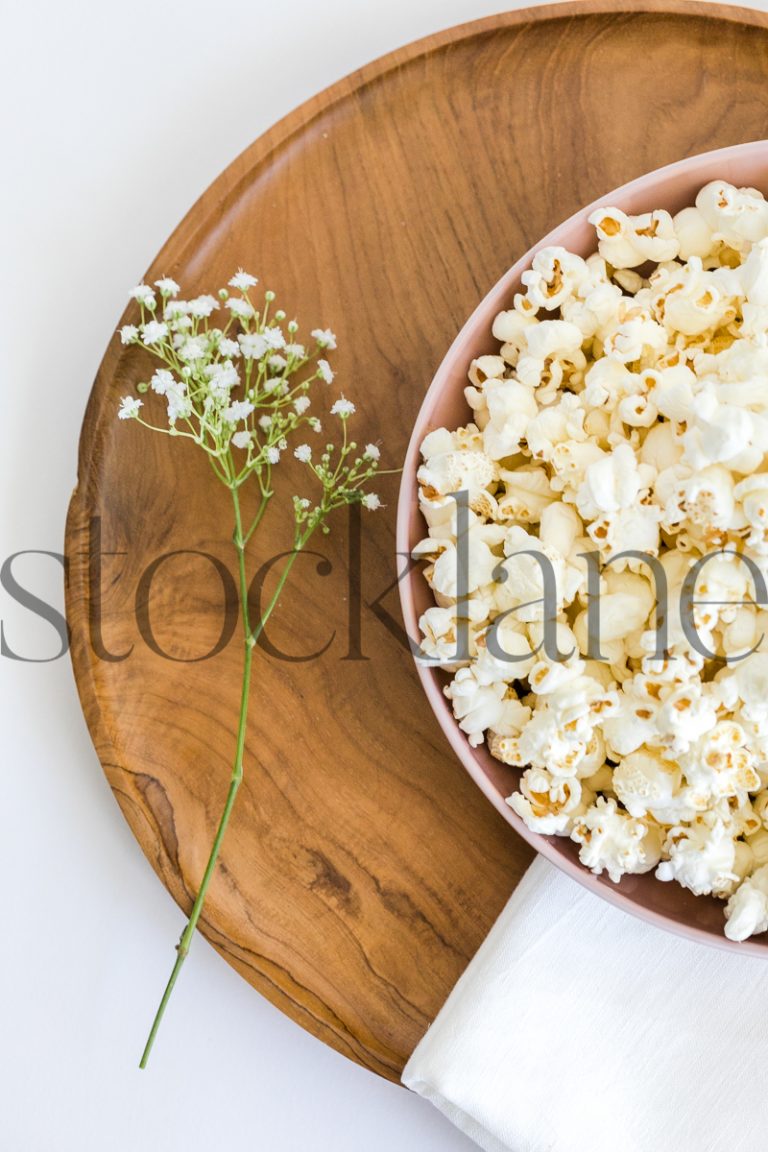 Vertical stock photo of bowl with popcorn