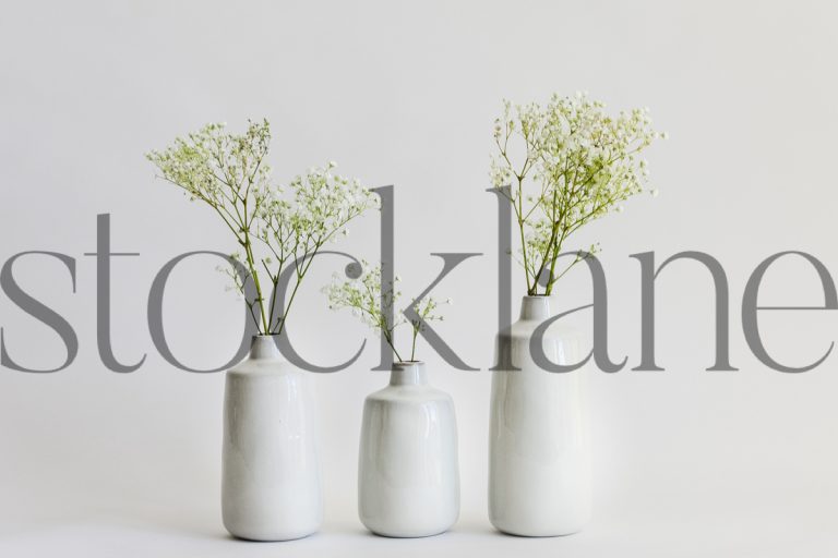 Horizontal stock photo of vases with flowers