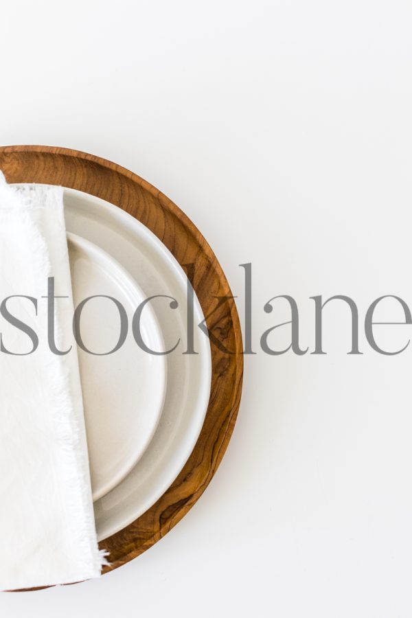 Vertical stock photo of neutral place setting