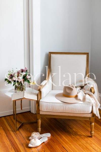 Vertical stock photo of neutral armchair