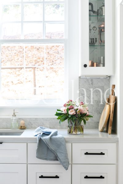 Vertical stock photo of stylish kitchen