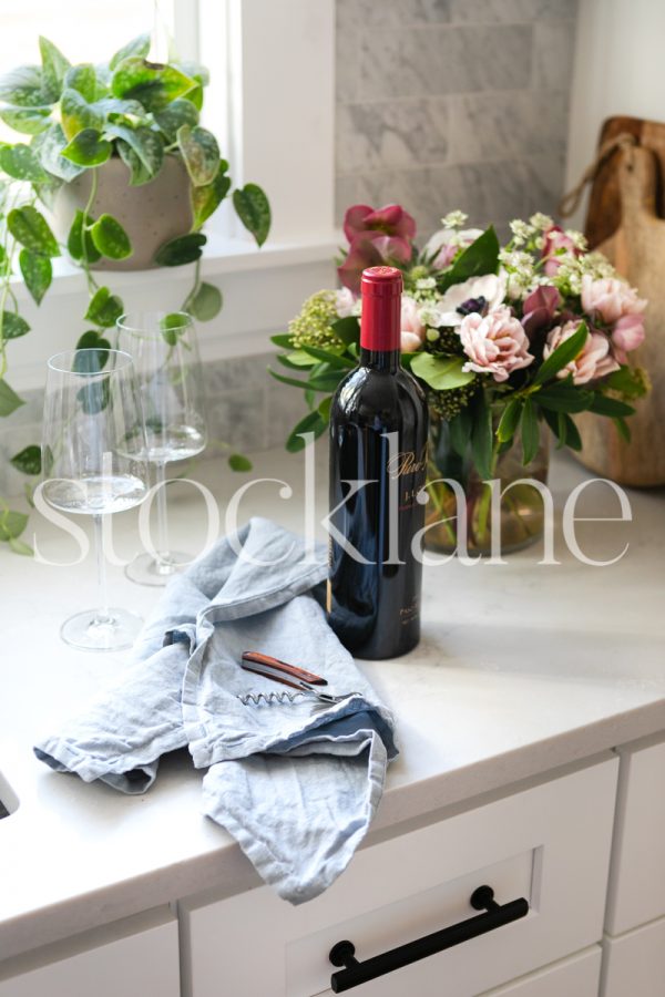 Vertical stock photo of wine and glasses