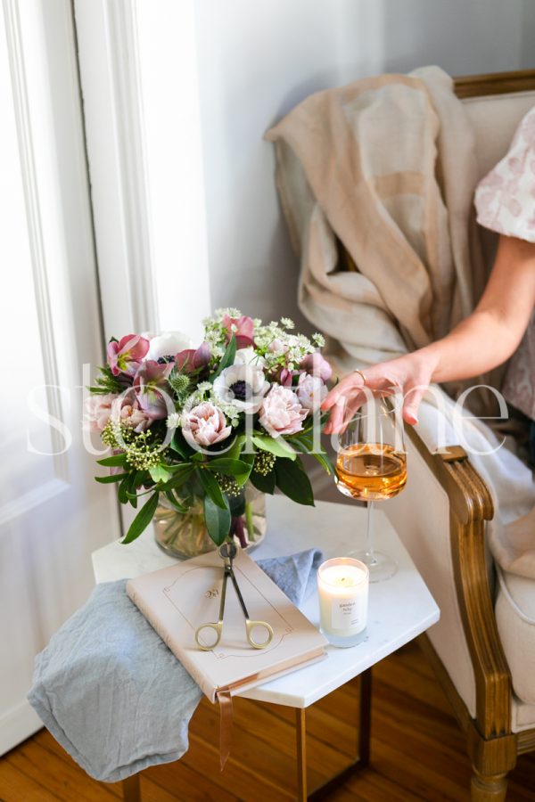 Vertical stock photo of woman drinking wine