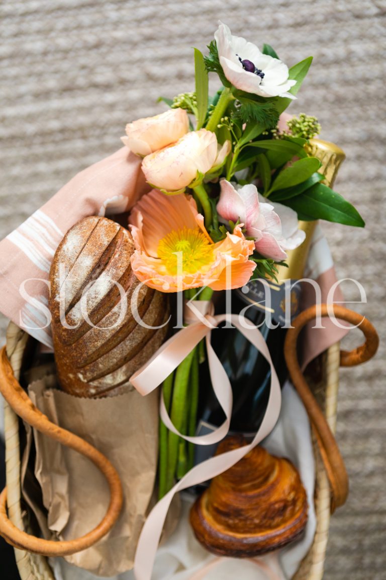 Vertical stock photo of picnic basket