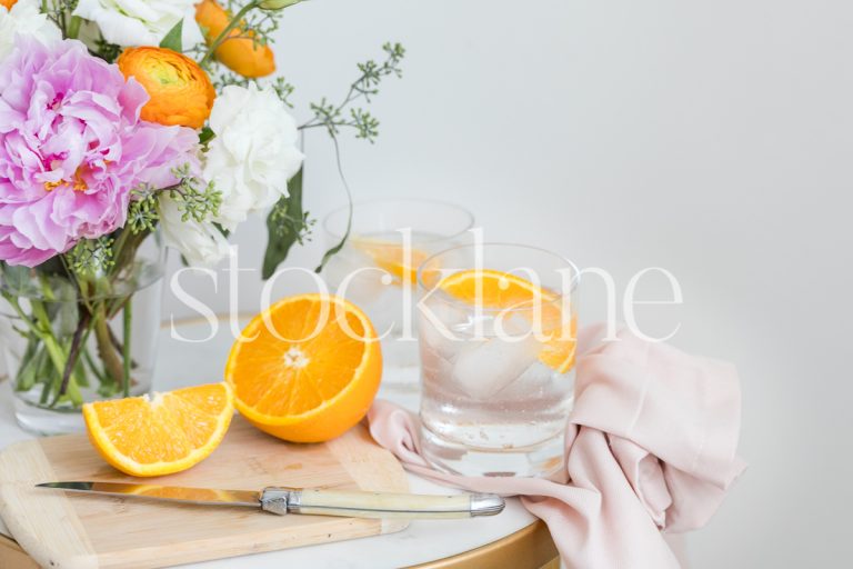 Horizontal stock photo of cocktails with orange