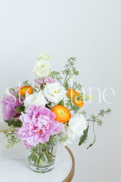 Vertical stock photo of spring flower arrangement