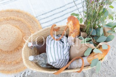 Horizontal stock photo of picnic basket.