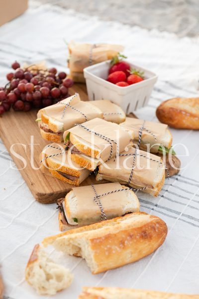 Vertical stock photo of summer beach picnic.