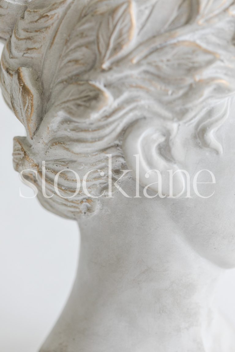 Vertical stock photo of a woman head sculpture