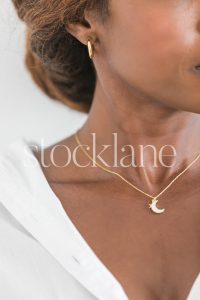 Vertical stock photo of a woman's profile.