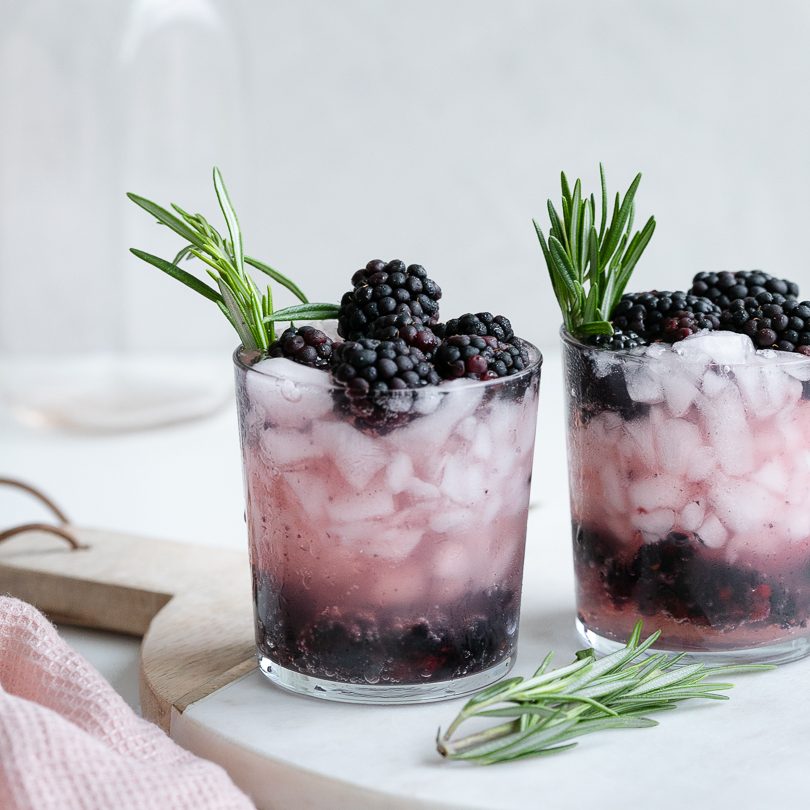 Styled stock photo of blackberry drink